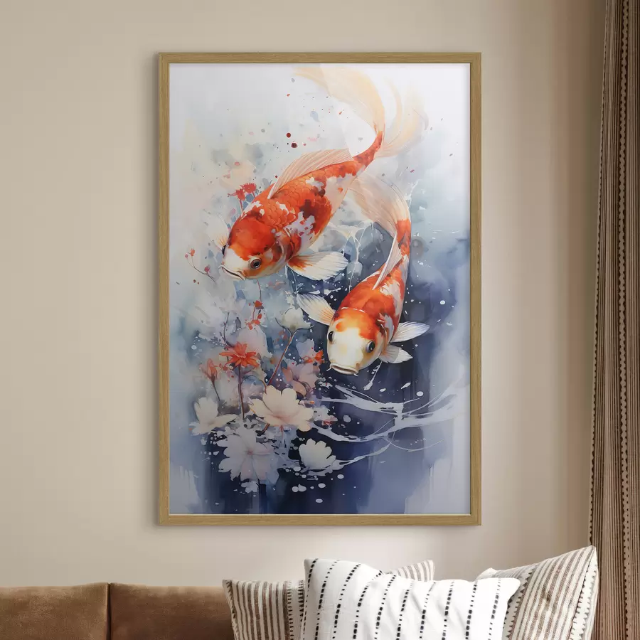 Fototapete Koi und Blumen f34245