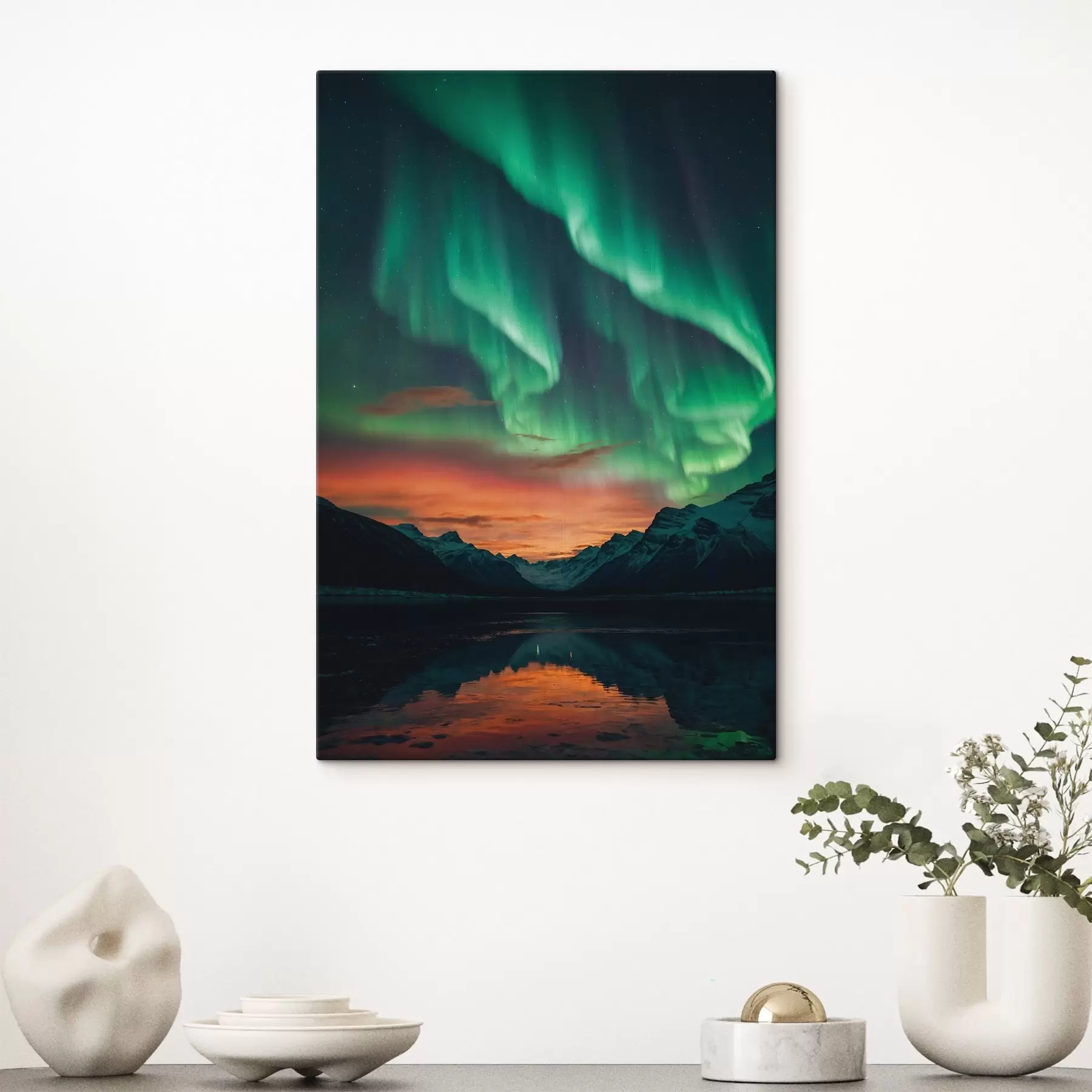 Fototapete Nordlichter über den Bergen s41783