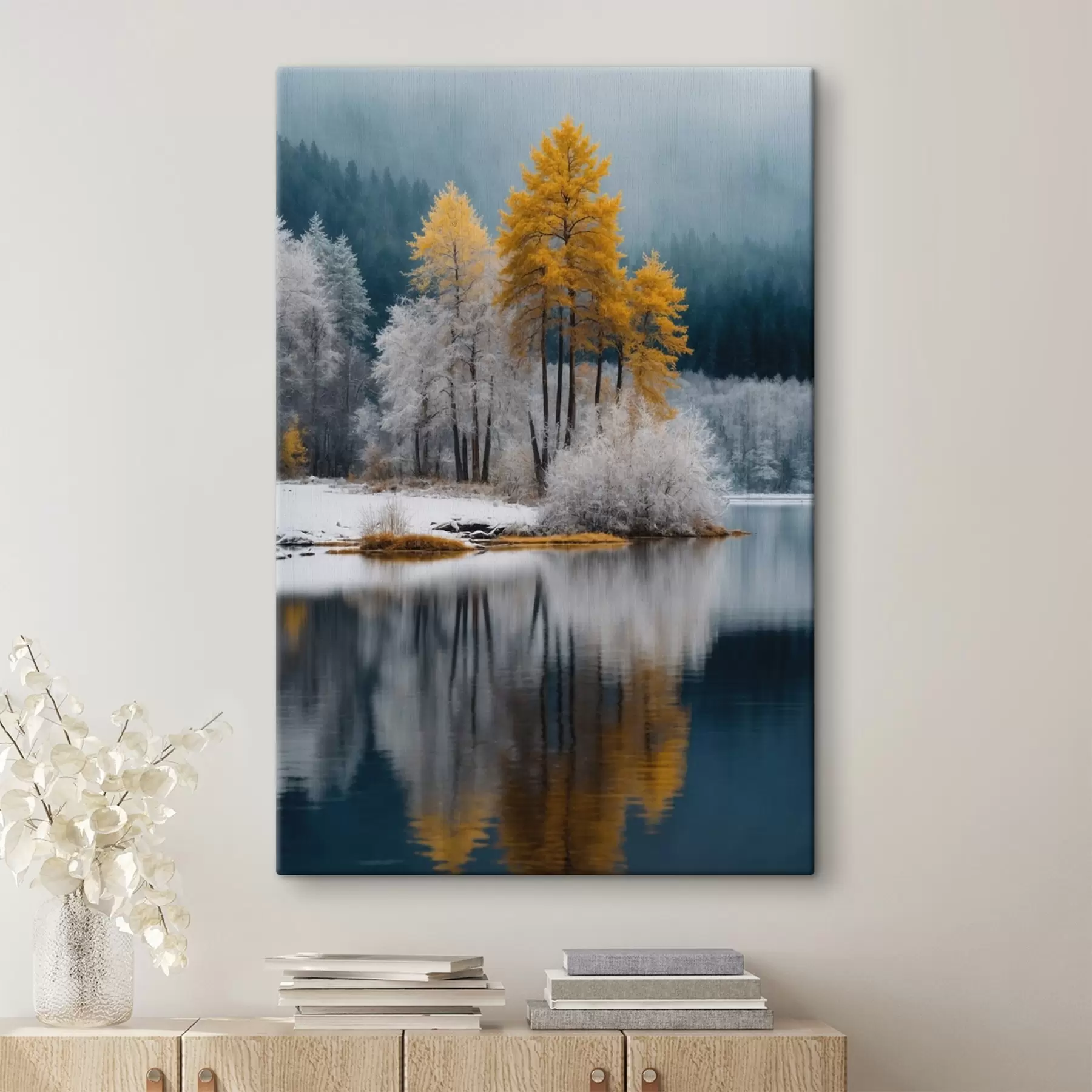 Fototapete Winterwald und See s41785