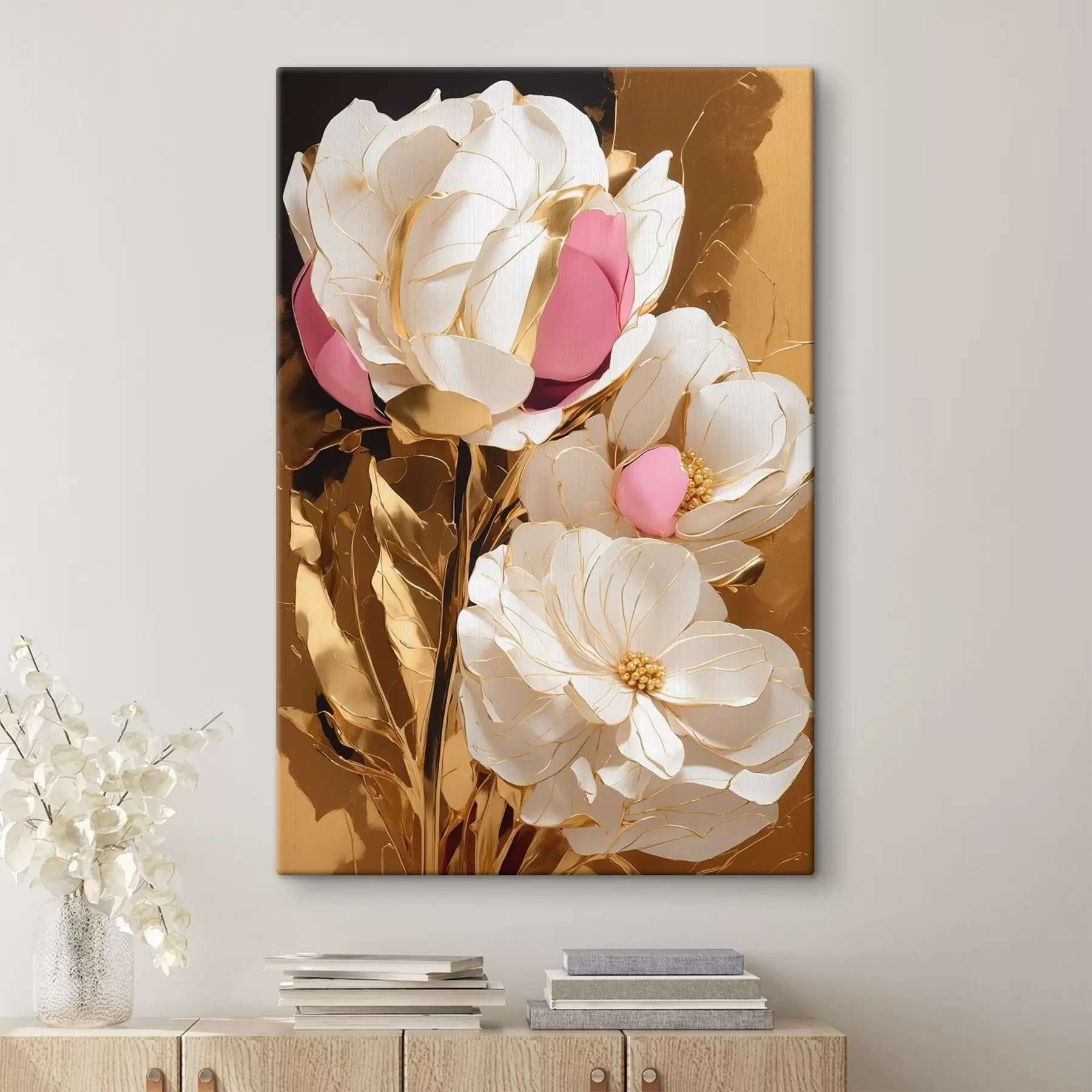 Fototapete Blumen auf gelbem Hintergrund s42090