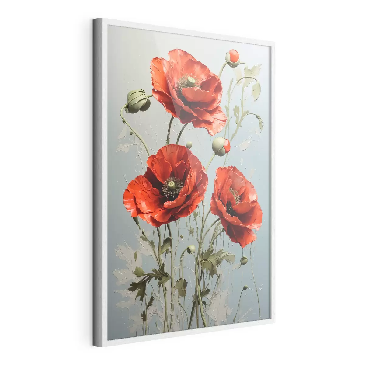 Poster Mohnblumen auf blauem Hintergrund f41773
