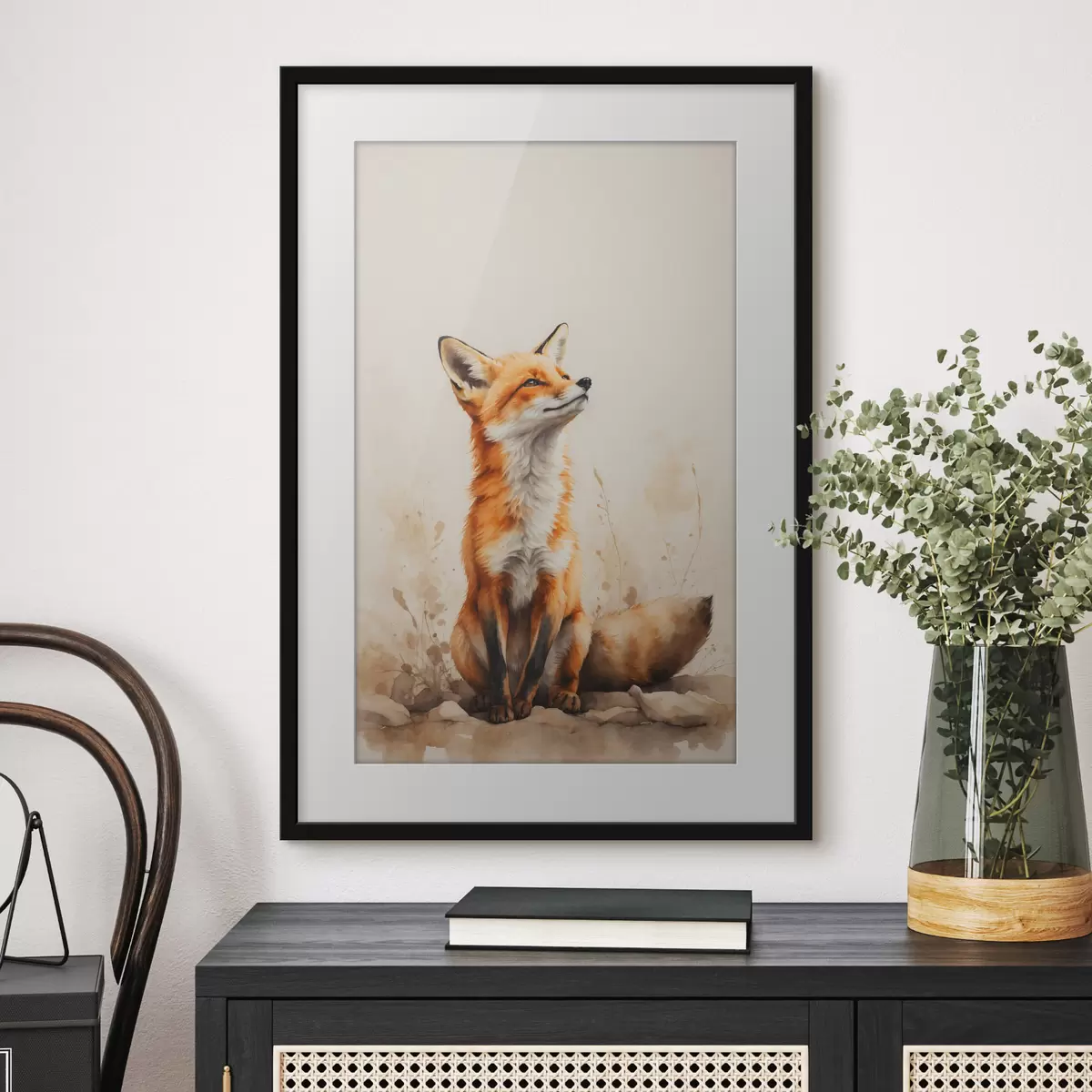 Poster Fuchs auf beigem Hintergrund f41778