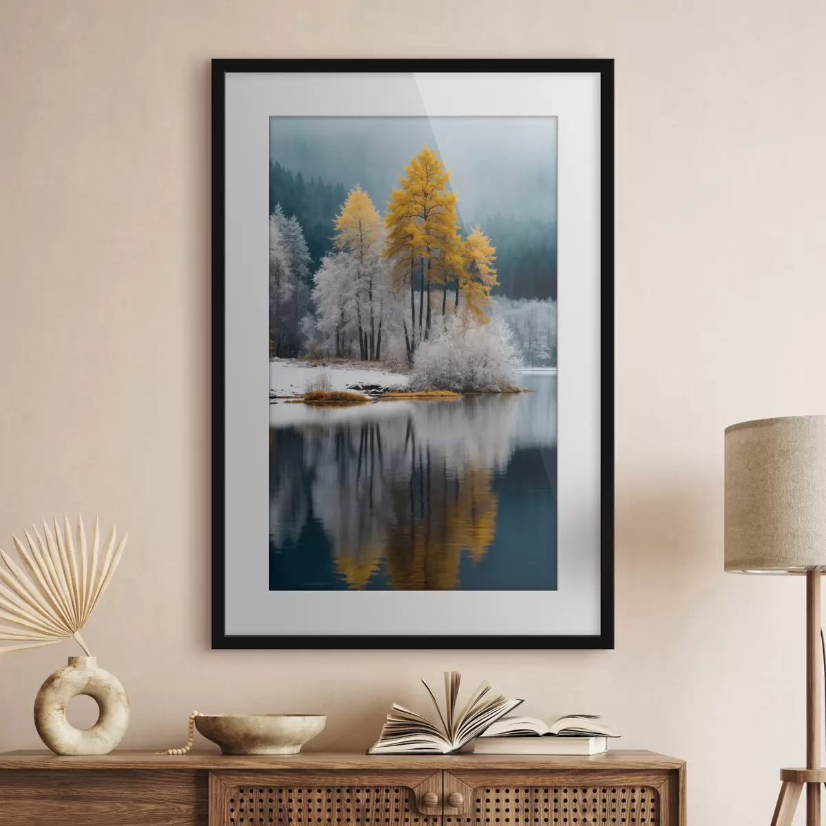 Poster Winterwald und See f41785