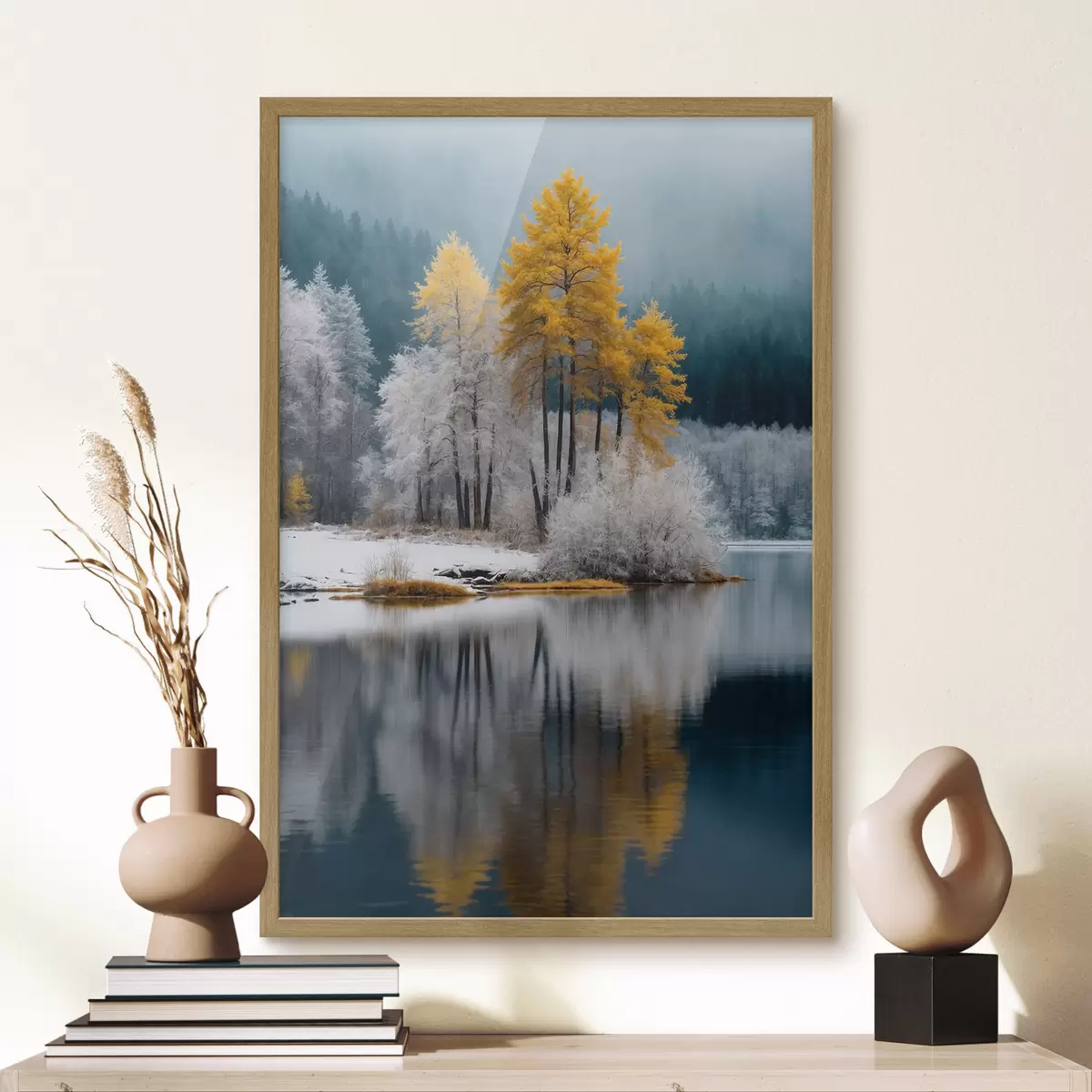 Poster Winterwald und See f41785