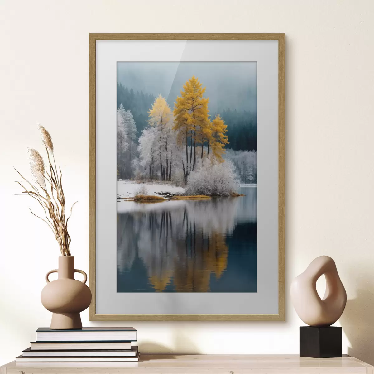 Poster Winterwald und See f41785