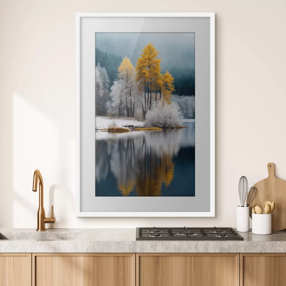 Poster Winterwald und See f41785