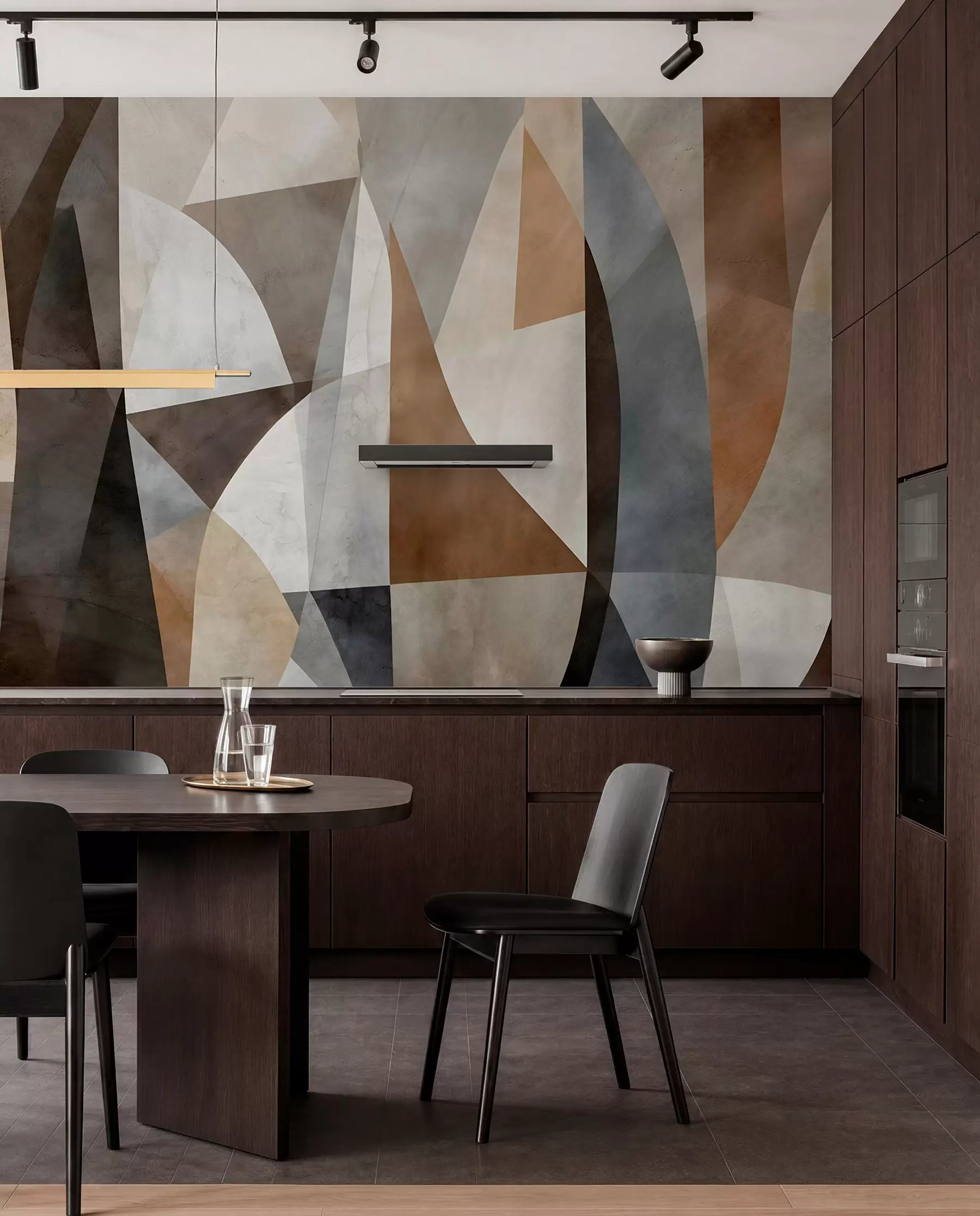 Fototapete Abstrakte moderne Kunst texturierte geometrische Formen in Braun-, Grau- und Beigetönen w08530