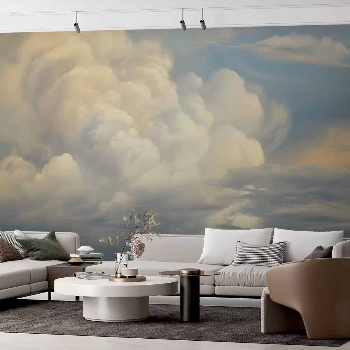 Fototapete Weiße Wolken am Himmel Nachahmung der Malerei w02639
