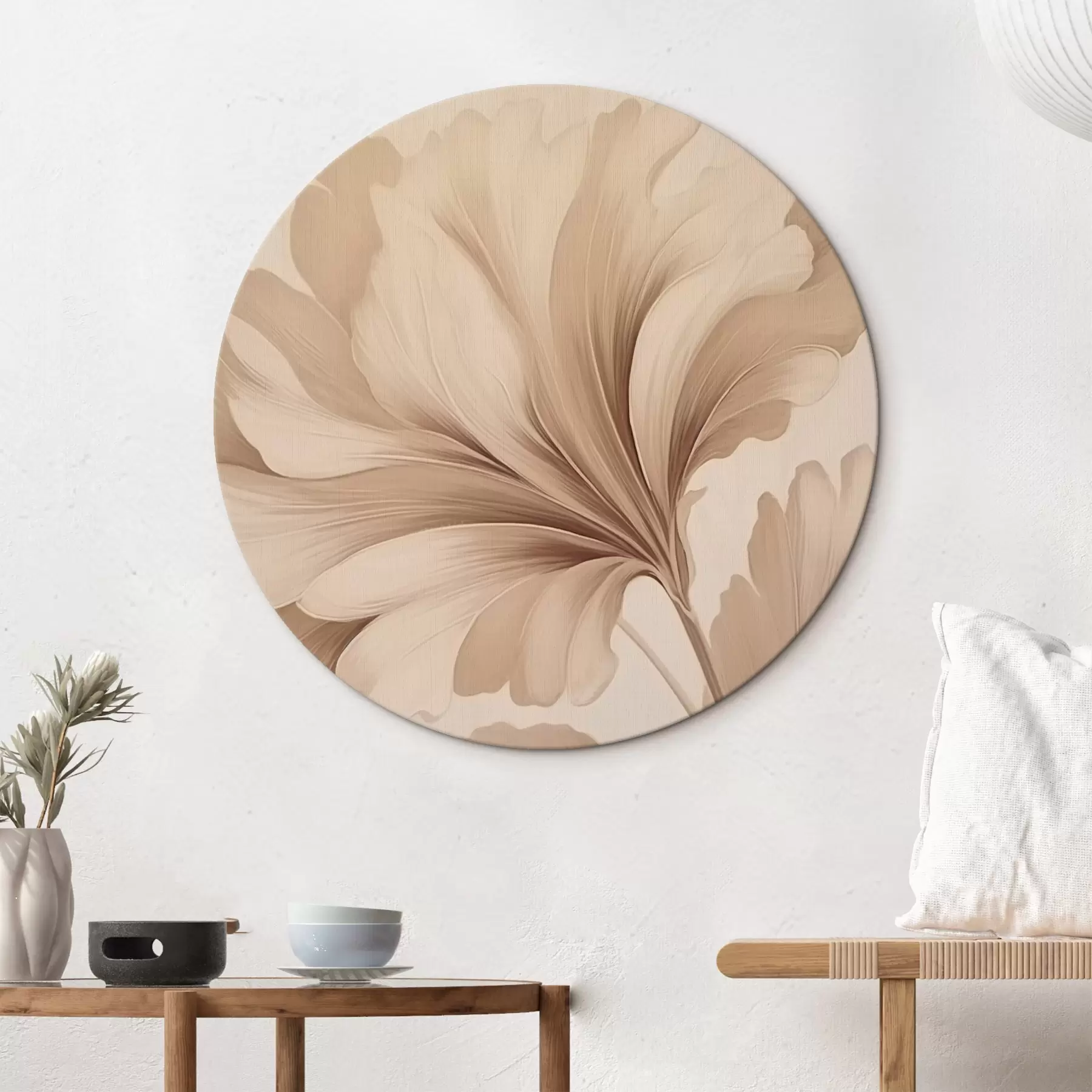Fototapete Beige Blätter mit sanften Kurven r42161