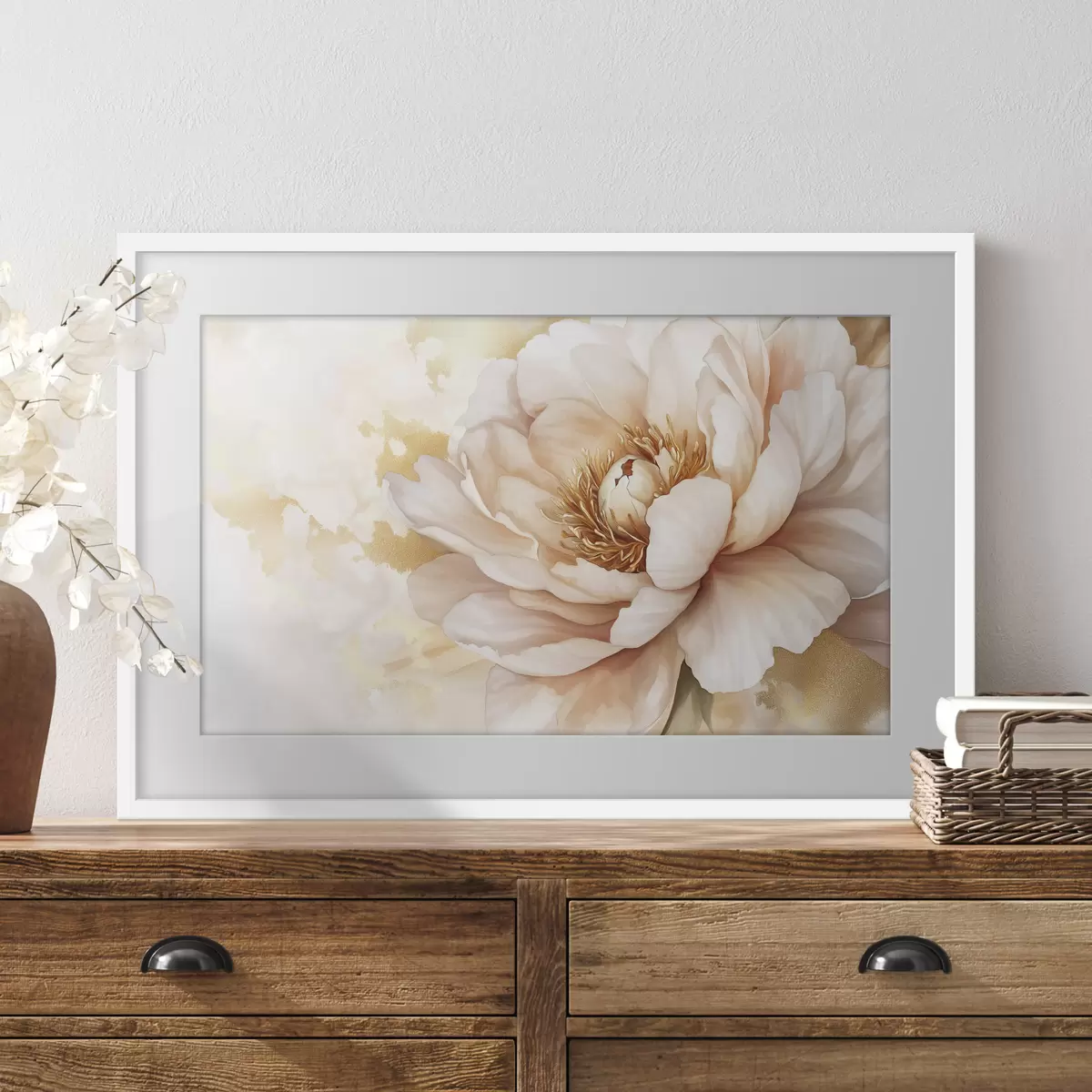 Poster Pfingstrose Blumenzeichnung, Acryl f42202