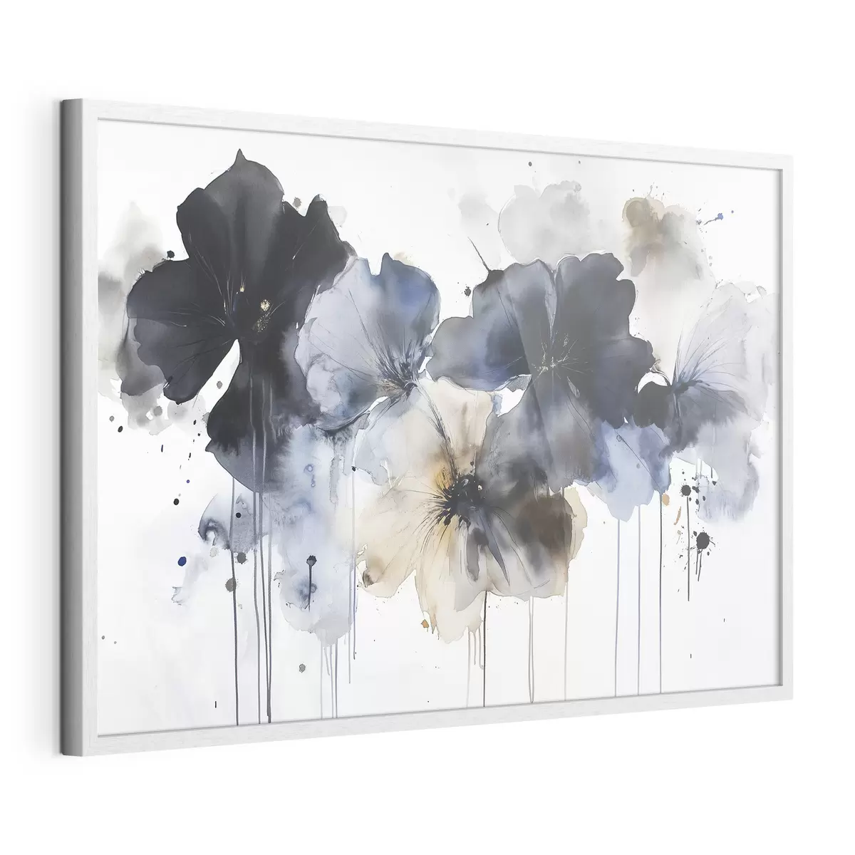 Poster Aquarellblumen, fließender Stil, blaue Farben f42207