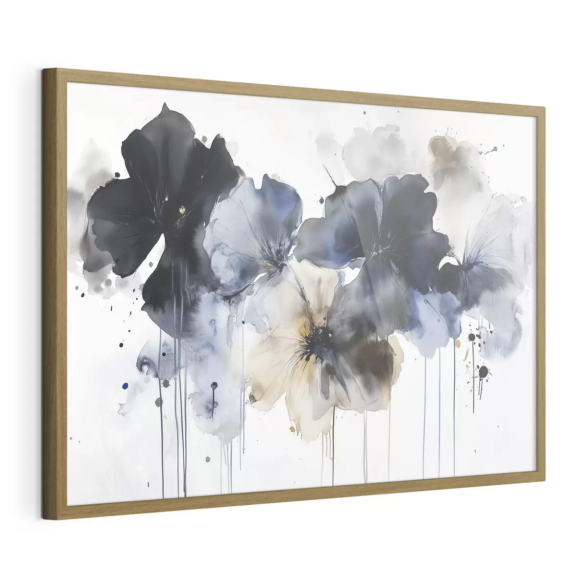 Poster Aquarellblumen, fließender Stil, blaue Farben f42207