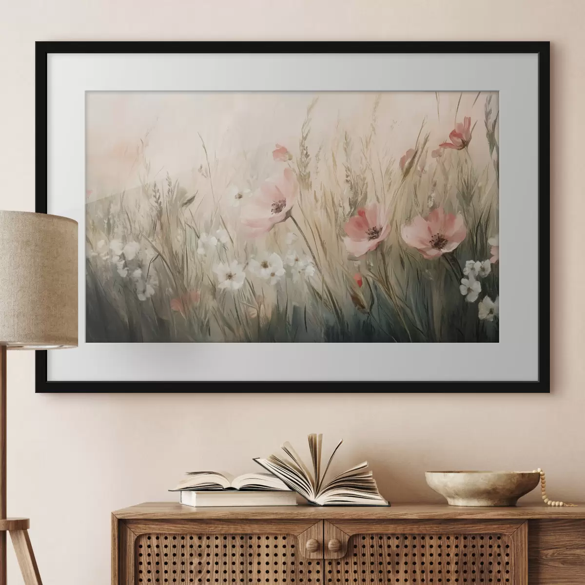 Poster Blumen auf der Wiese, rustikal, Acryl-Stil f42209