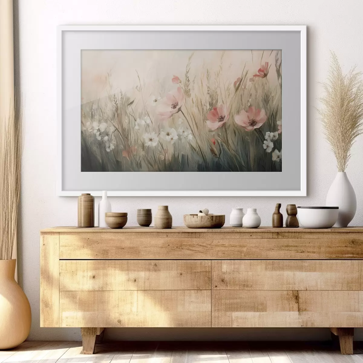 Poster Blumen auf der Wiese, rustikal, Acryl-Stil f42209
