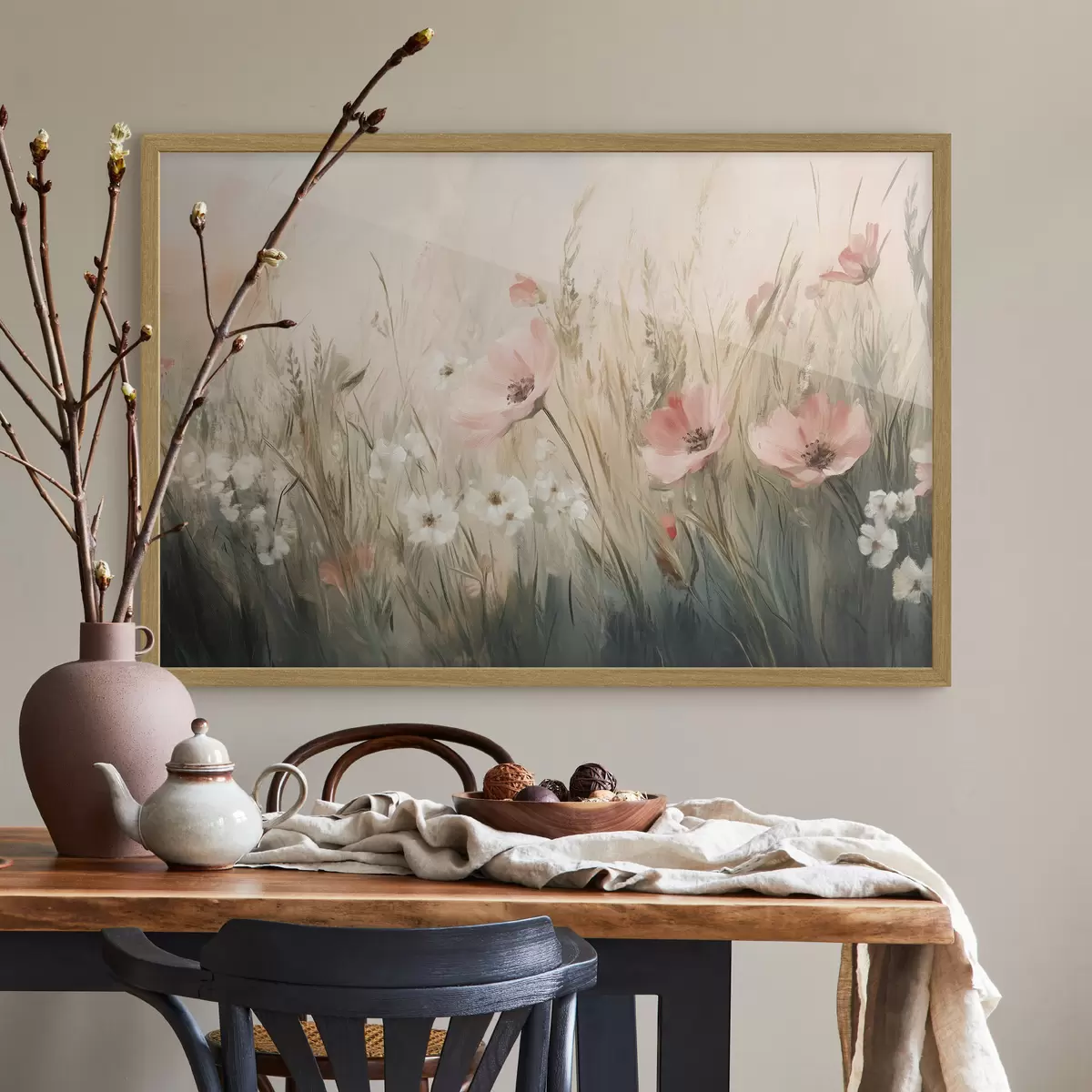 Poster Blumen auf der Wiese, rustikal, Acryl-Stil f42209