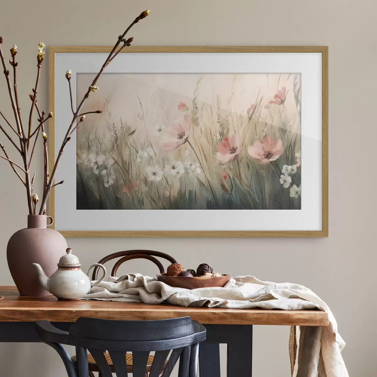 Poster Blumen auf der Wiese, rustikal, Acryl-Stil f42209