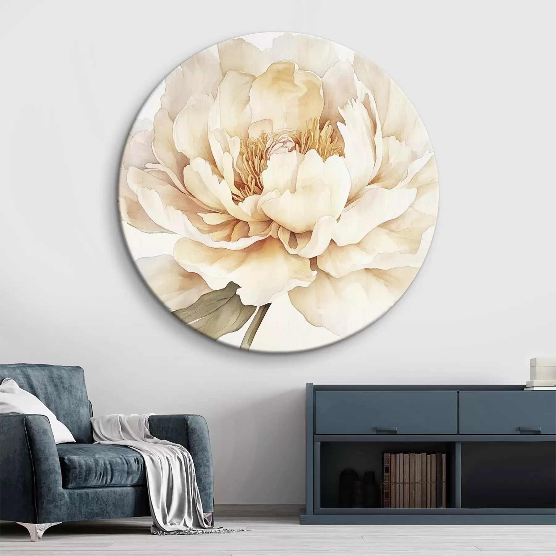 Fototapete Schöne Pfingstrose Blume, weichen cremigen Farben, Aquarell-Stil r42201