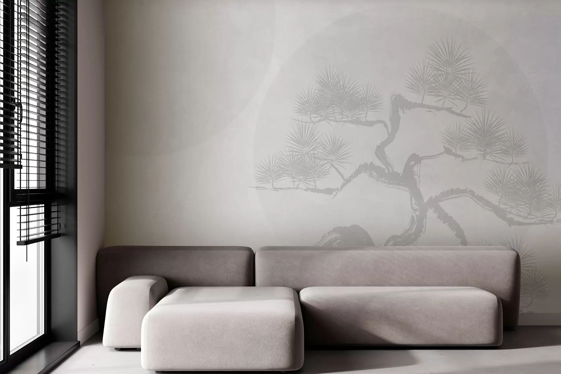 Fototapete Bonsai Japanisch Minimalismus Geometrie Grunge Hintergrund w08556v1
