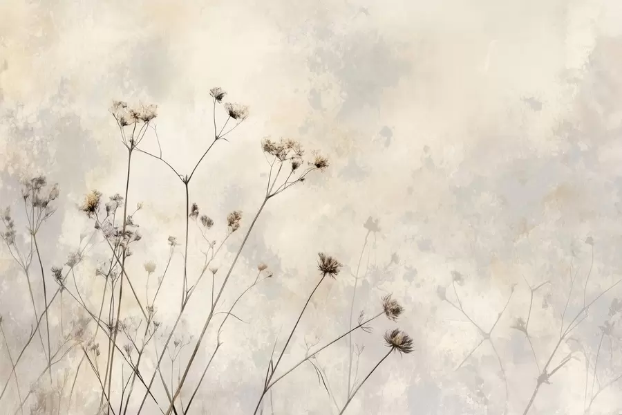 Fototapete ökostil-Tapete mit Wildpflanzen in Pastellfarben w02684