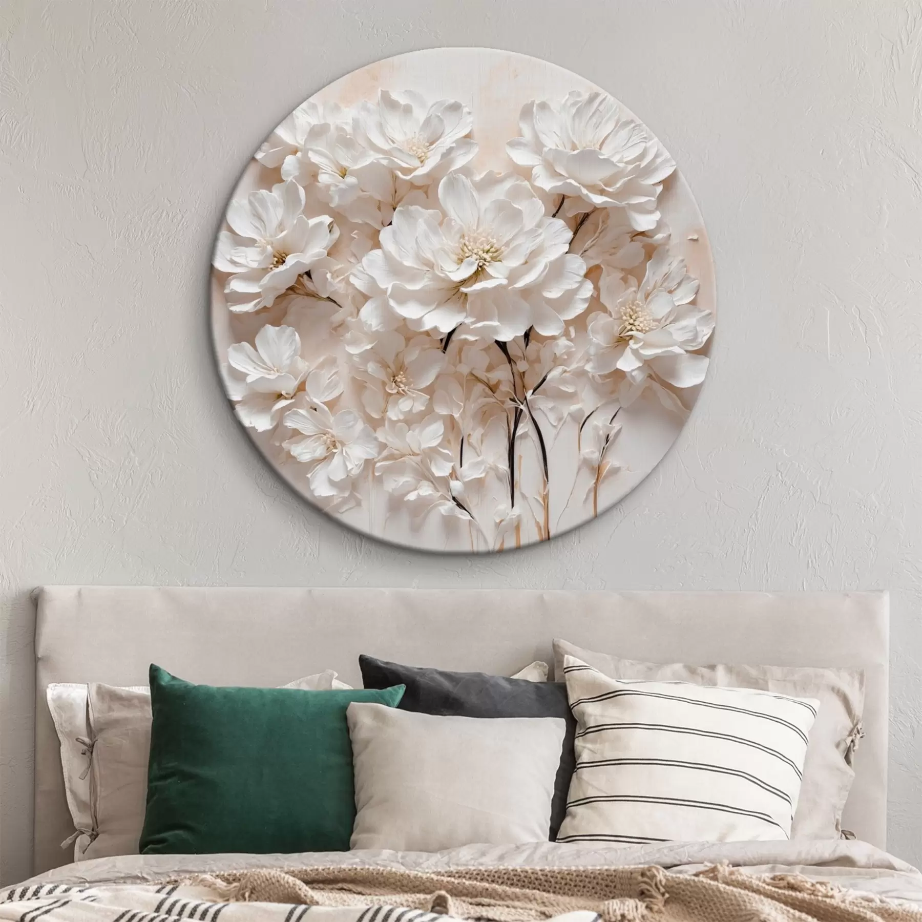Fototapete Weiße Blumen auf weißem und orangefarbenem Hintergrund r41042