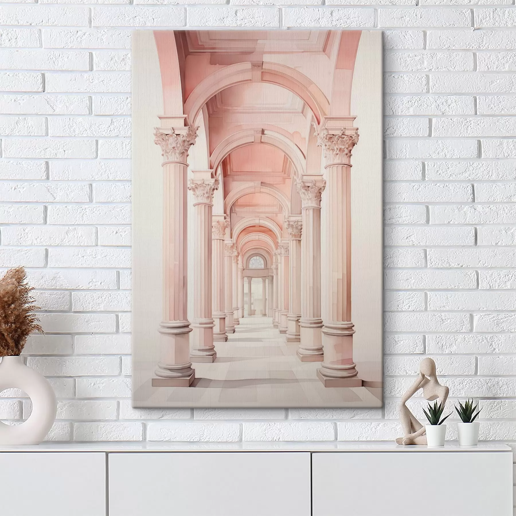 Fototapete Architektonische Struktur mit Säulen Nachahmung von Aquarell s42361