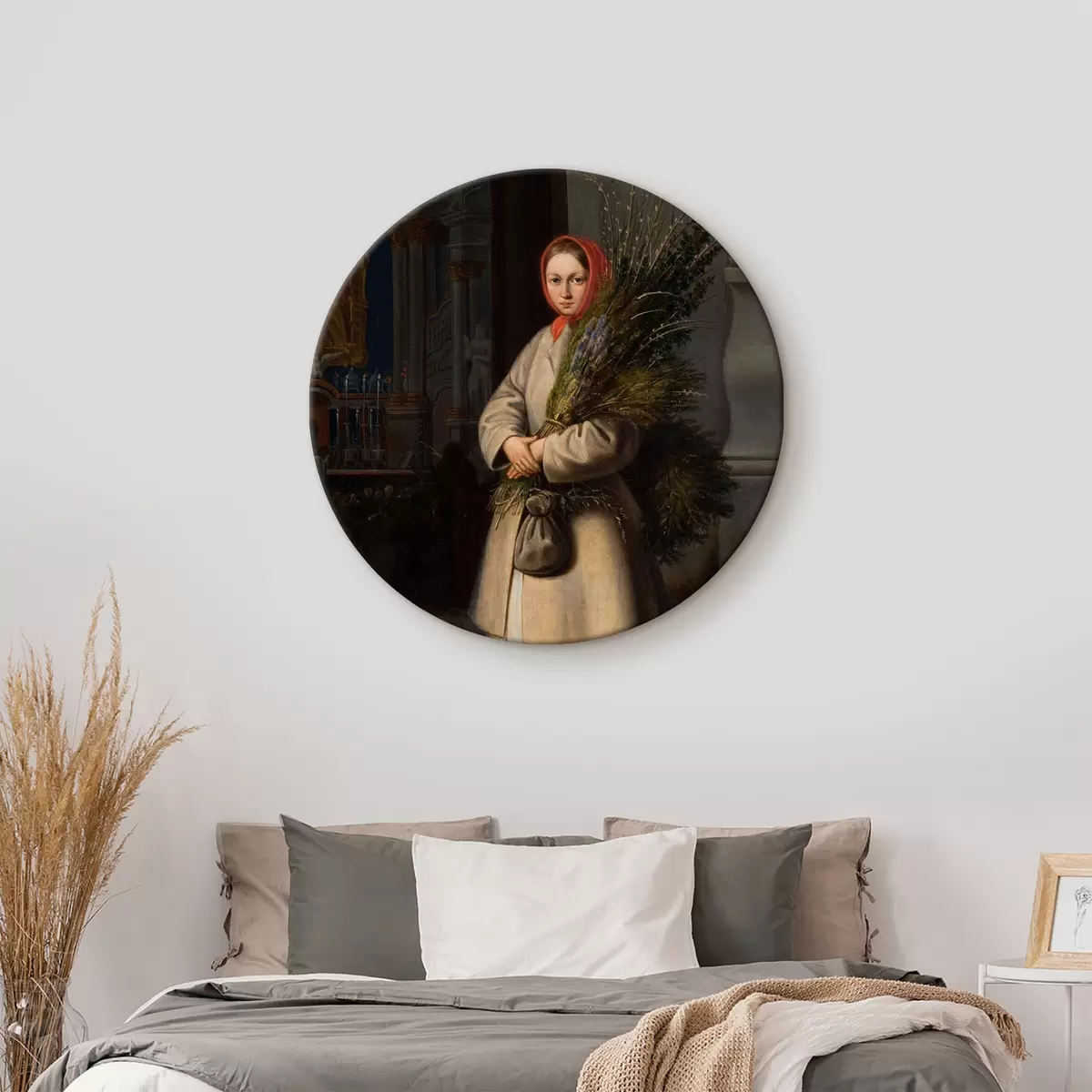 Runde Wandbilder Litauer mit Palmsonntagsblättern, Künstler Kanutas Ruseckas r33792