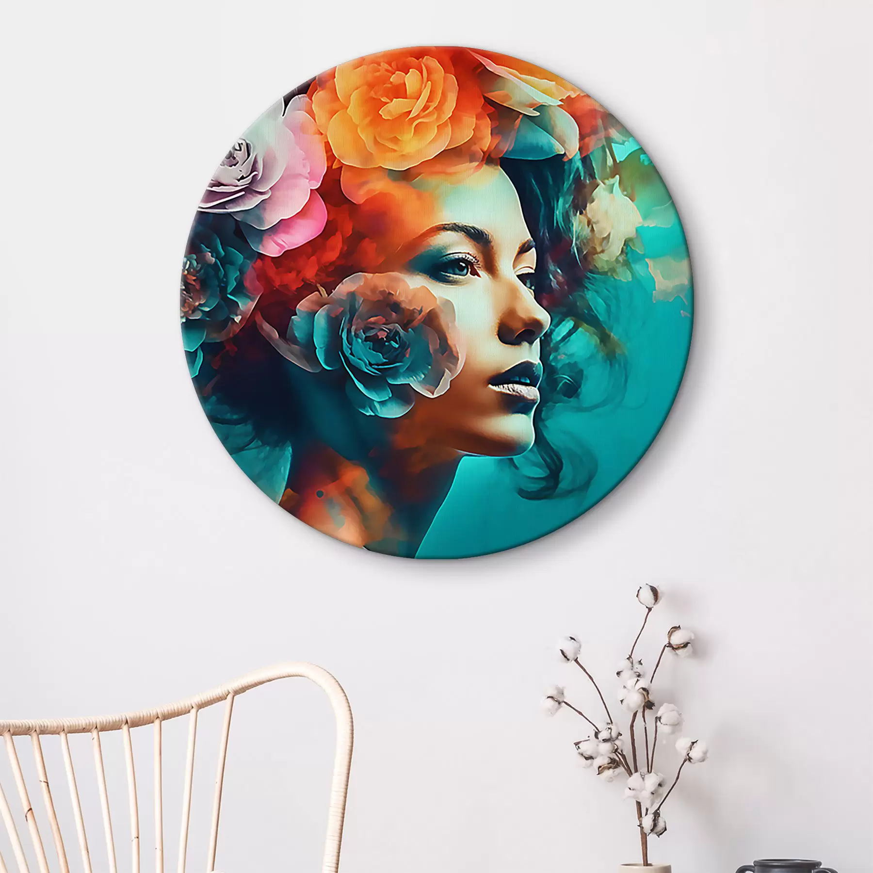 Fototapete Hübsche Frau mit Blumen r35366