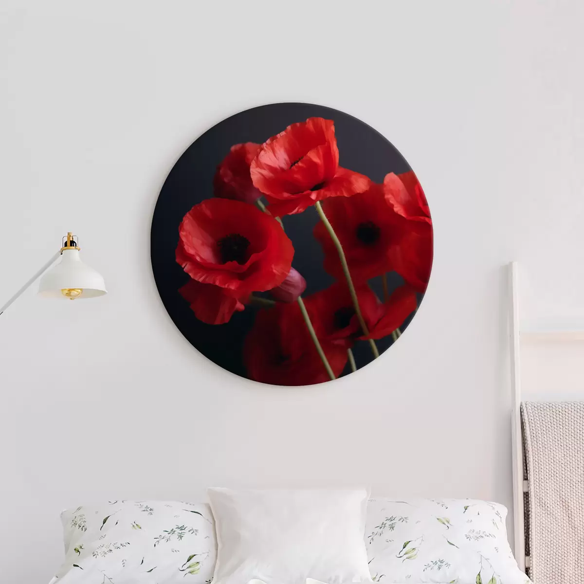 Runde Wandbilder Gruppe von roten Blumen r37381