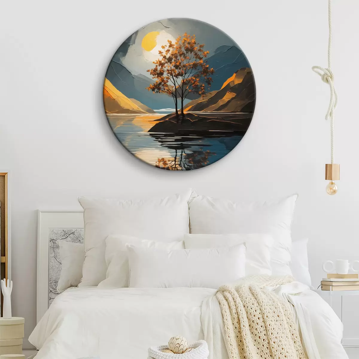 Runde Wandbilder Ein Baum auf einer kleinen Insel im See r38112