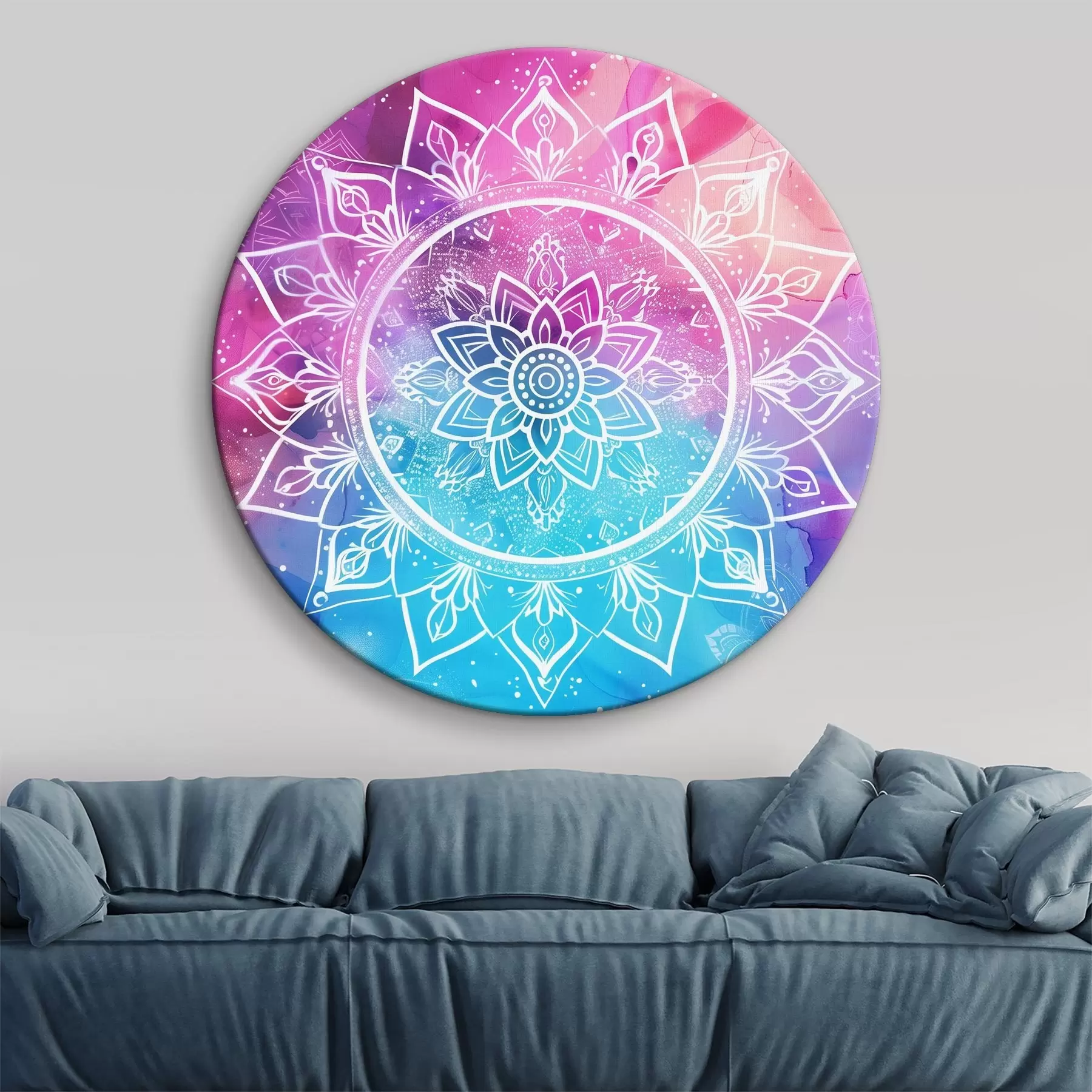 Fototapete Weißes Mandala auf farbigem Hintergrund r38529