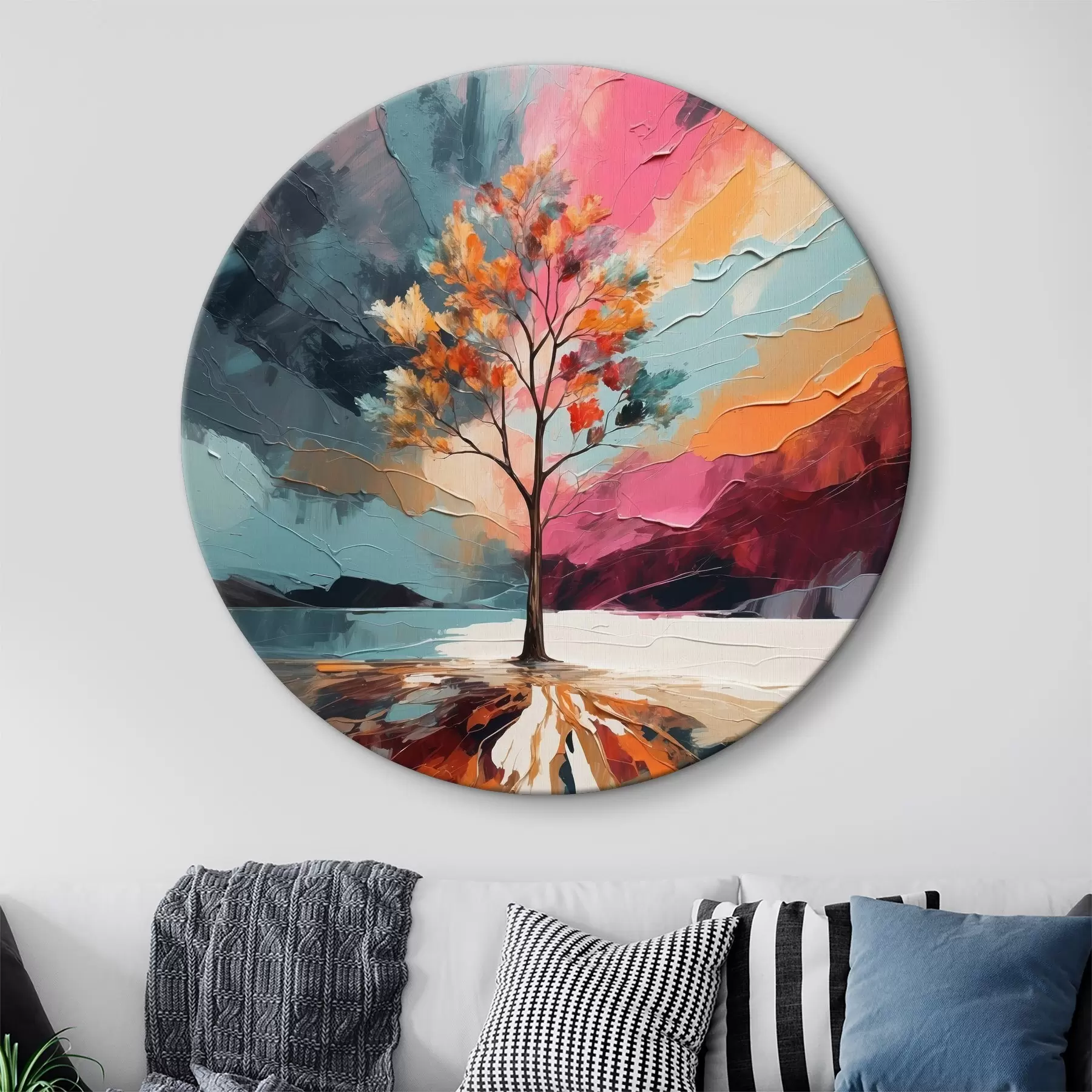 Fototapete Abstrakte Acrylmalerei mit einem Baum r40461