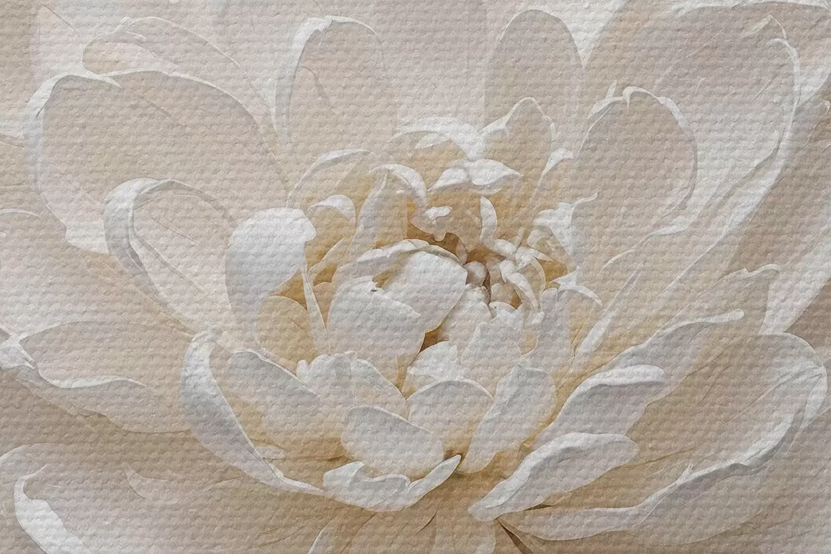 Runde Wandbilder Weiße Blume in Öl mit grünem Stiel r40620