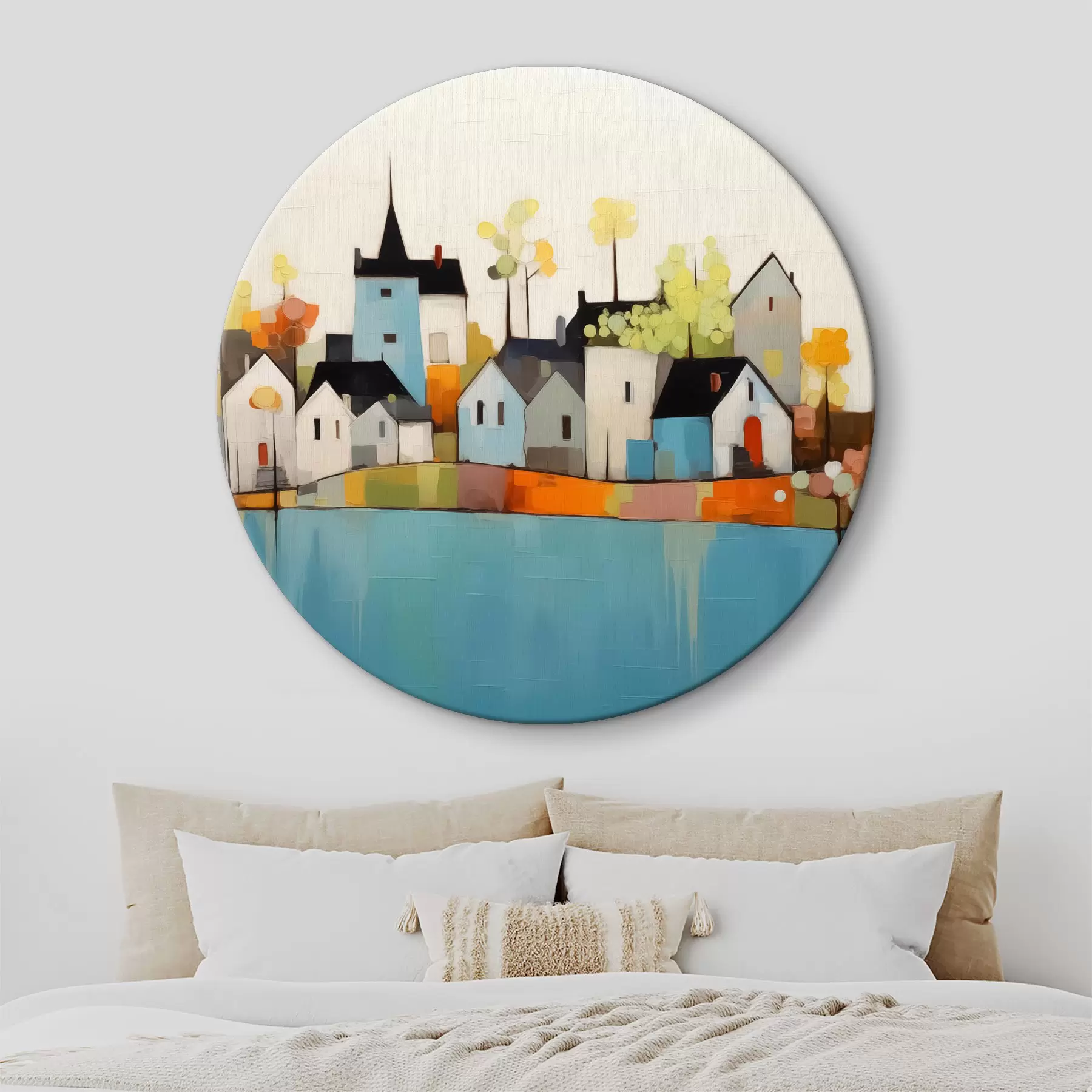 Fototapete Abstrakte Stadt und Häuser, blau, gelb, rote Farben r40751
