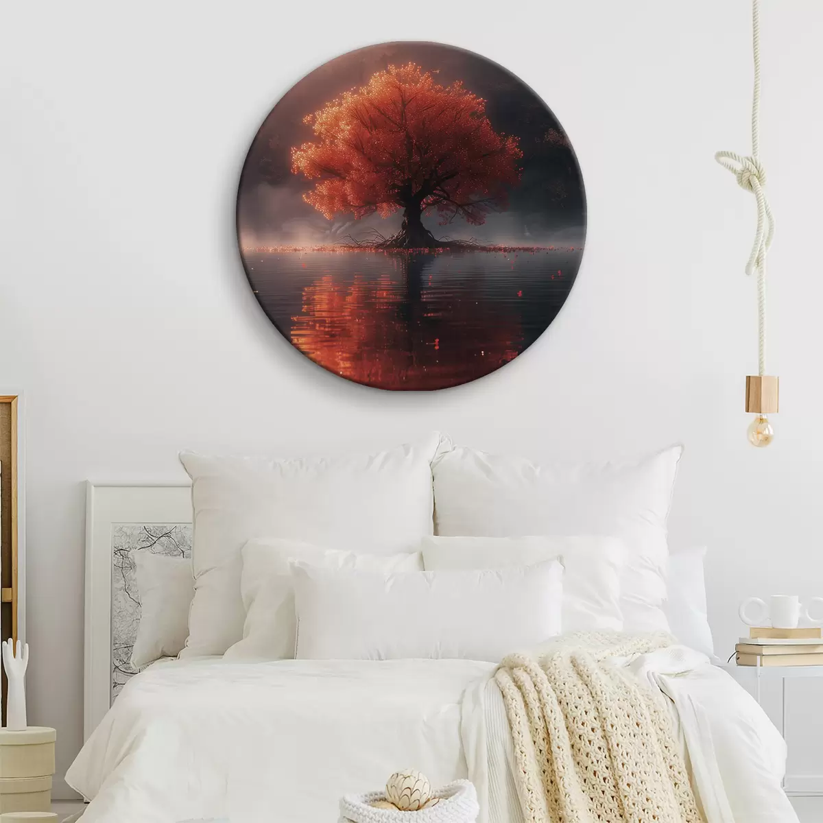Runde Wandbilder Üppiger Baum auf dem Wasser r40933