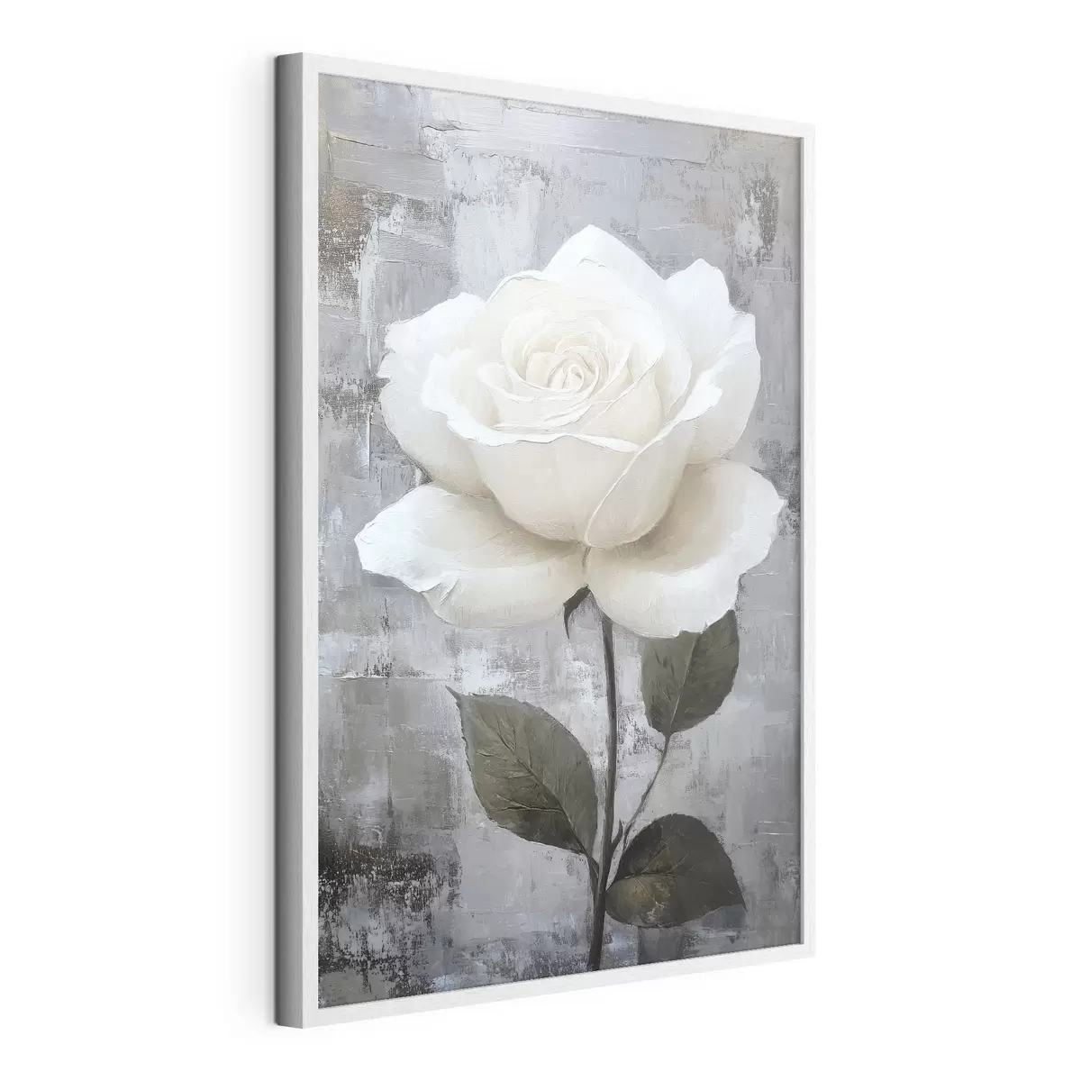 Poster Weiße Rose Hand auf Beton Hintergrund gezeichnet f42185