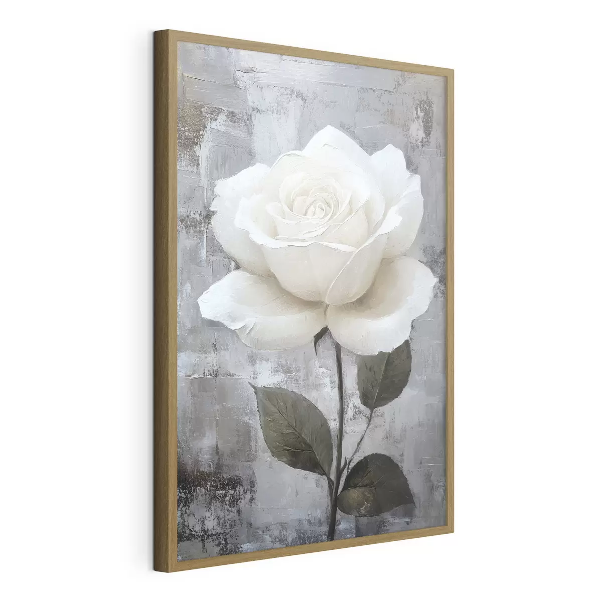 Poster Weiße Rose Hand auf Beton Hintergrund gezeichnet f42185
