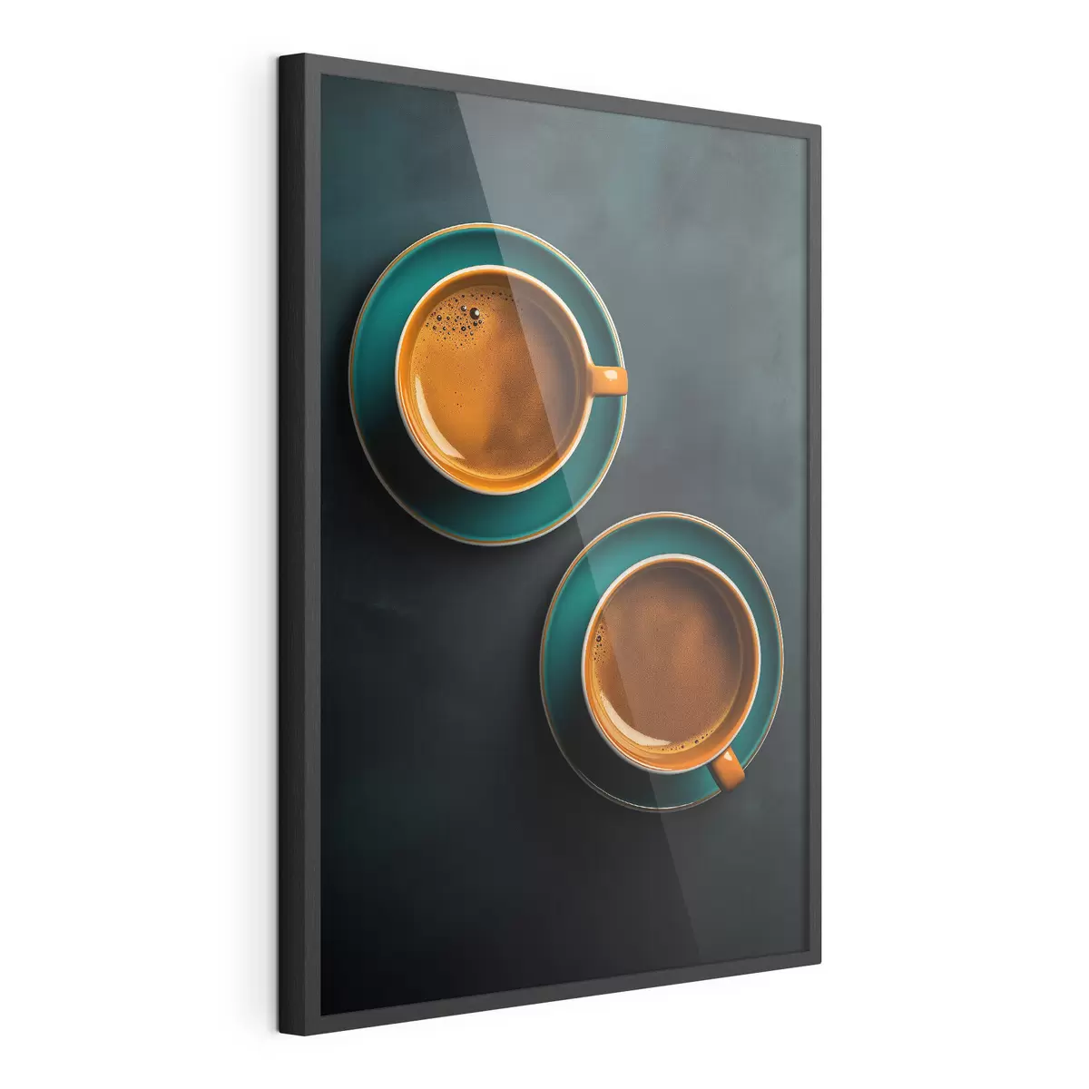 Poster Zwei Tassen Kaffee auf dunklem Hintergrund f42190