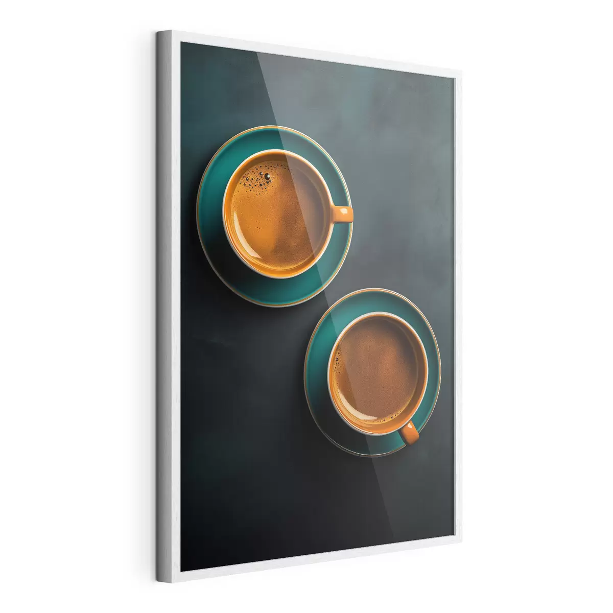 Poster Zwei Tassen Kaffee auf dunklem Hintergrund f42190