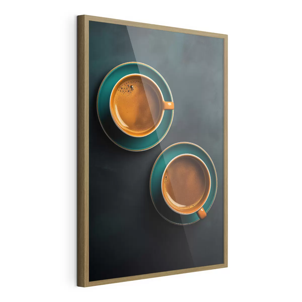 Poster Zwei Tassen Kaffee auf dunklem Hintergrund f42190