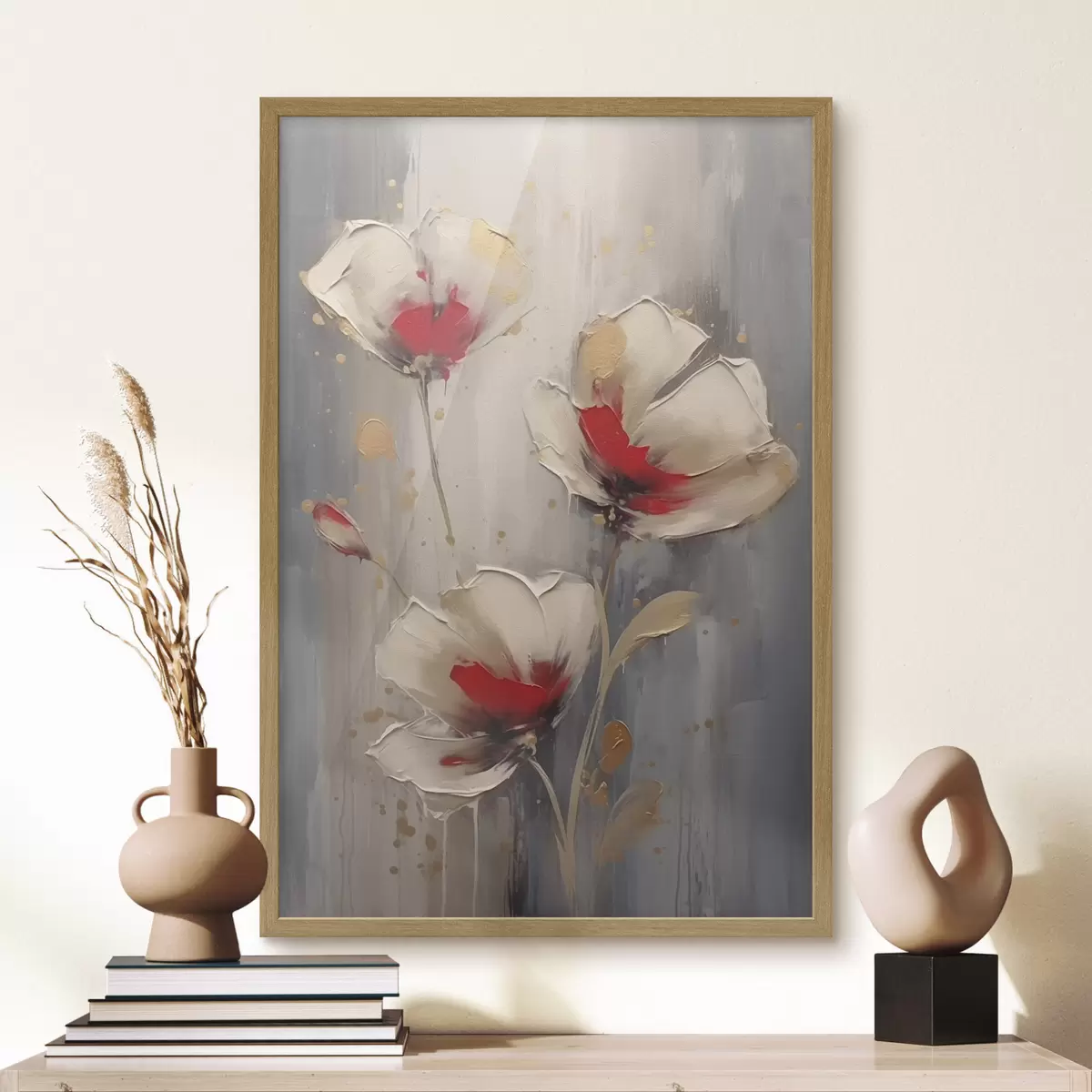 Poster Weiße und rote Blumen f42345