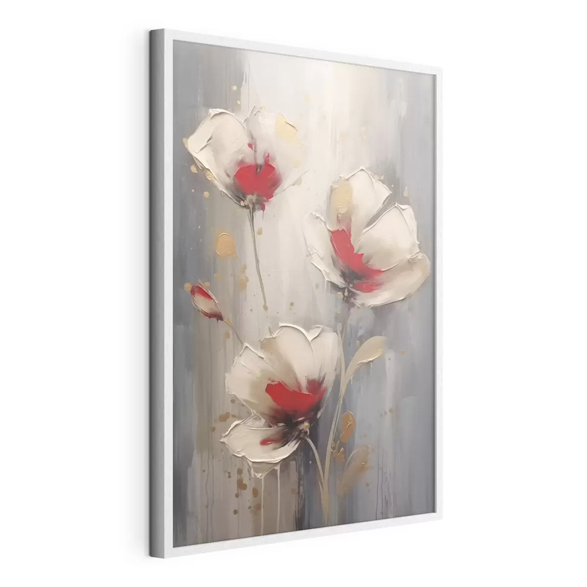 Poster Weiße und rote Blumen f42345