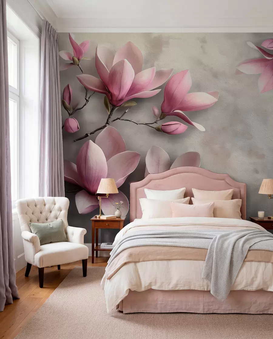 Fototapete Magnolie auf Grau w08636v1