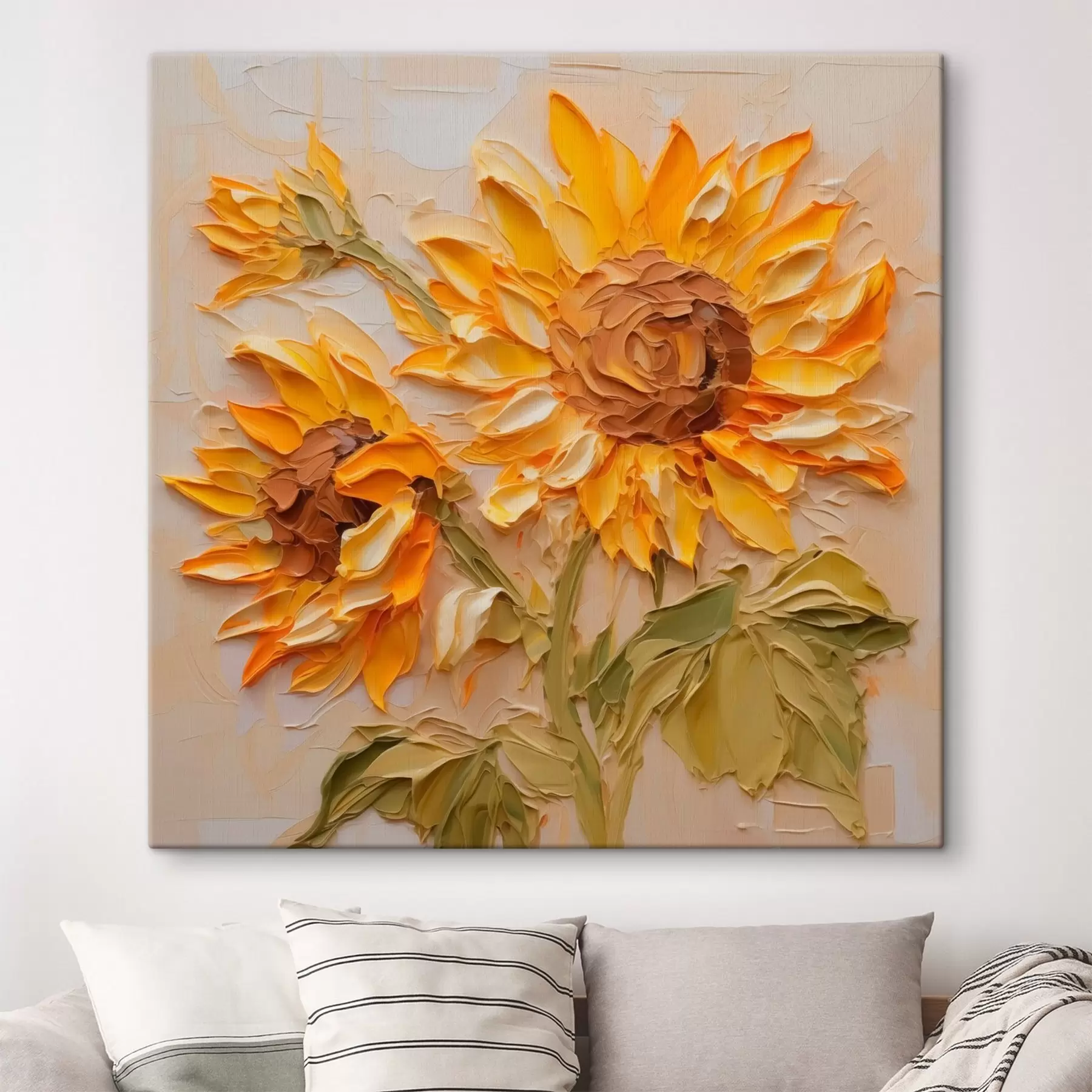 Fototapete Sonnenblumen Nachahmung von Pinselstrichen s42411