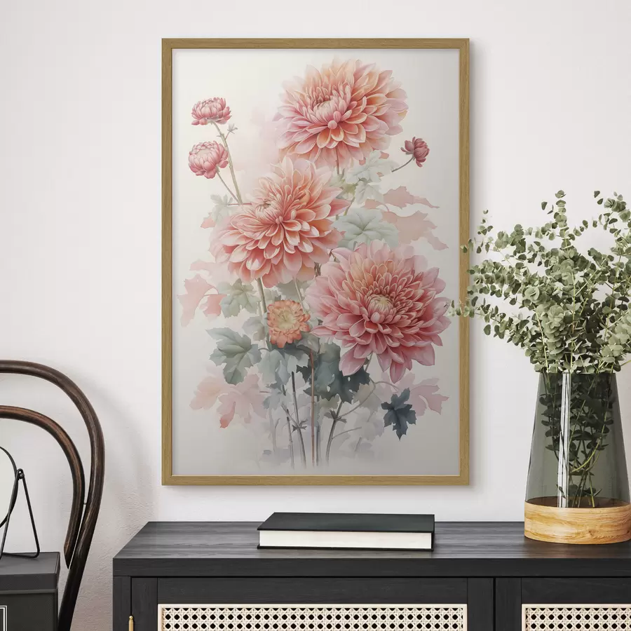 Fototapete Chrysanthemen Nachahmung von Aquarell f42416