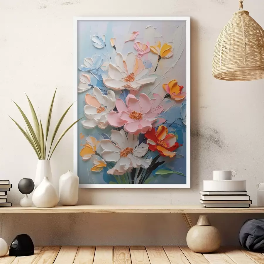 Fototapete Leuchtende Blumen imitieren Pinselstriche f42419
