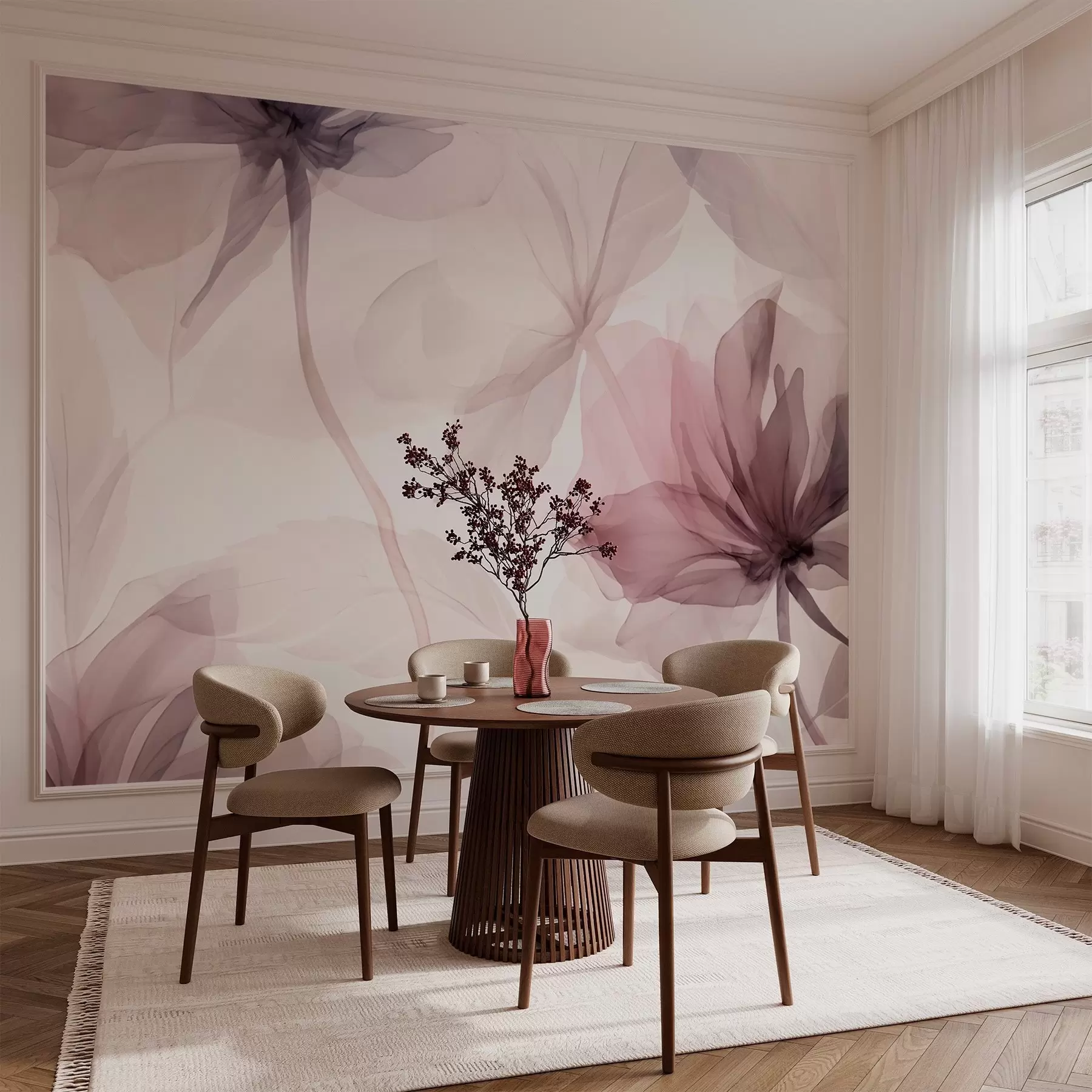 Fototapete Vergängliche Blumen in zarten Pastellfarben w02755