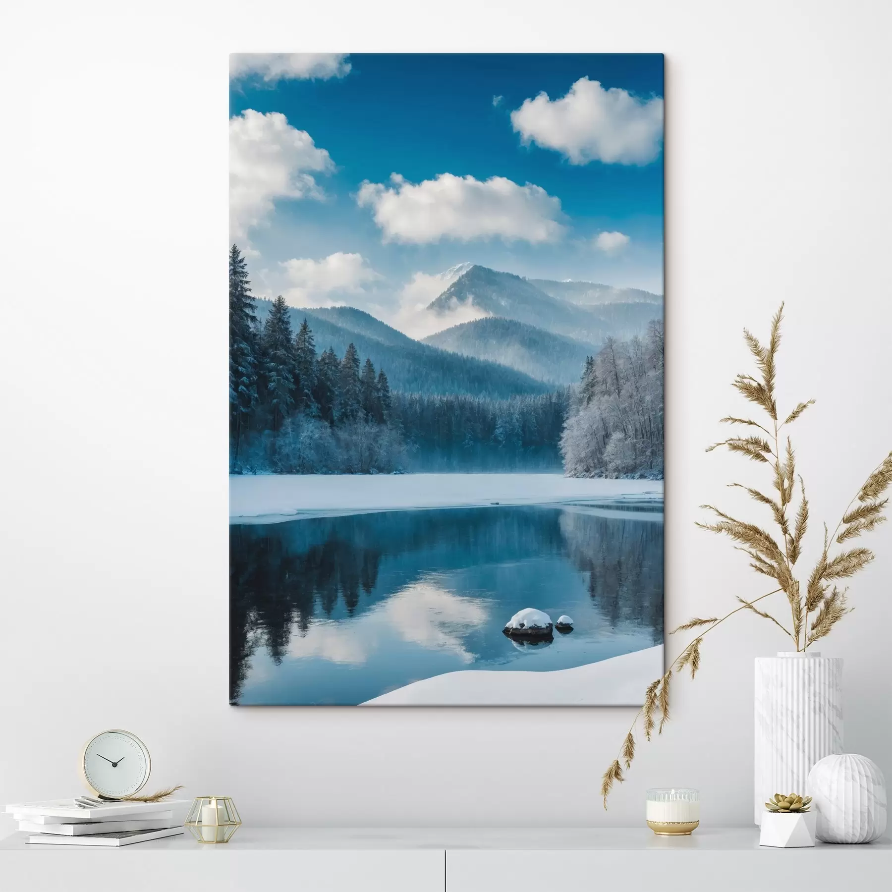 Fototapete Blick auf Winterwald und Berge s42278