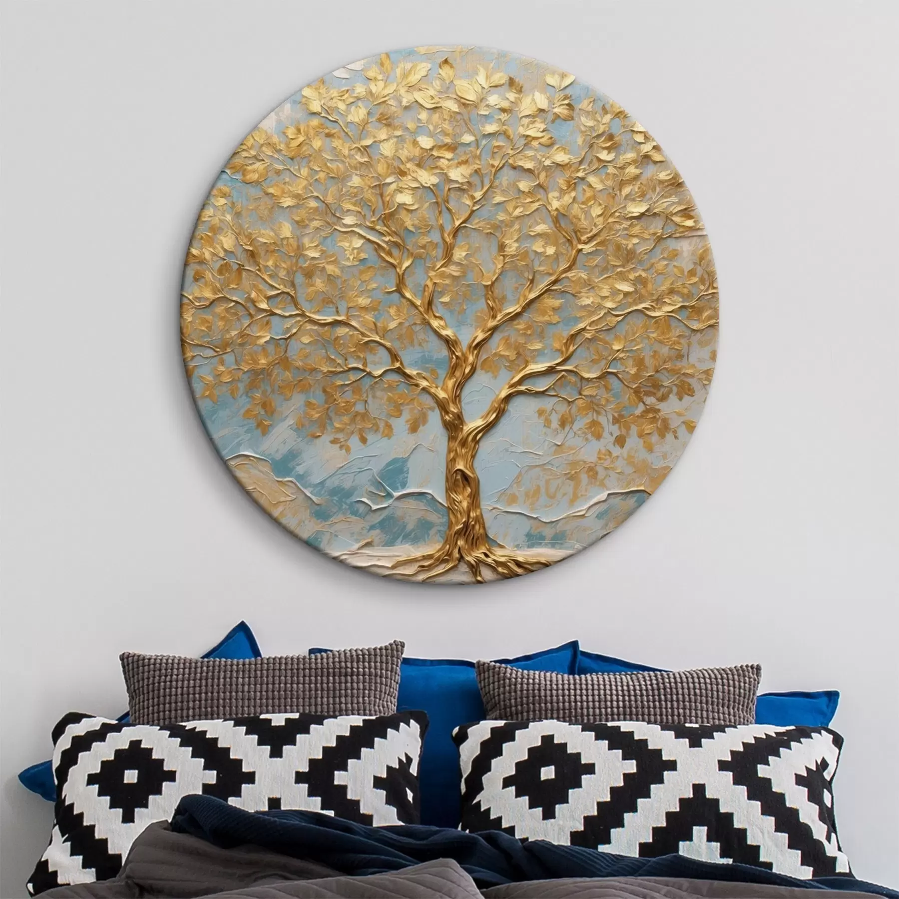 Fototapete Gelber Baum auf blau-weißem Hintergrund r42266