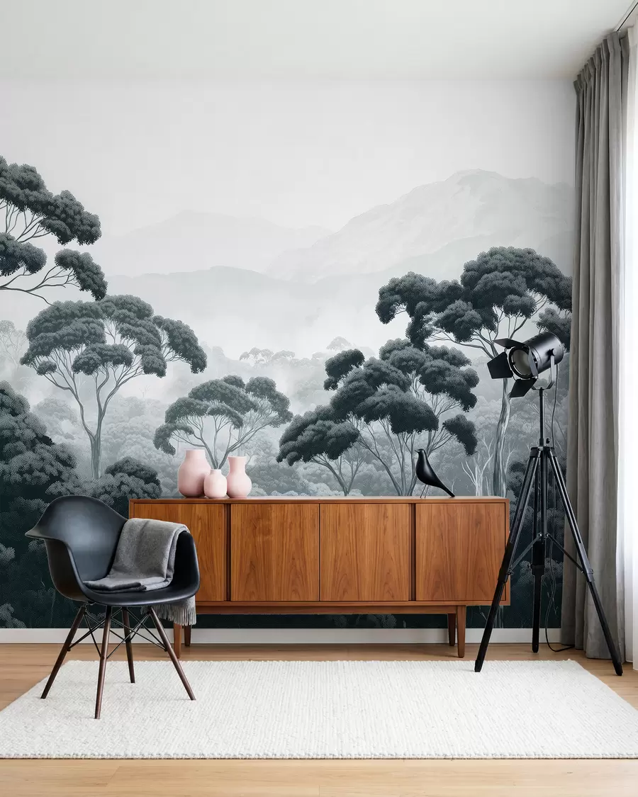 Fototapete Baumkronen in Graphit w02739