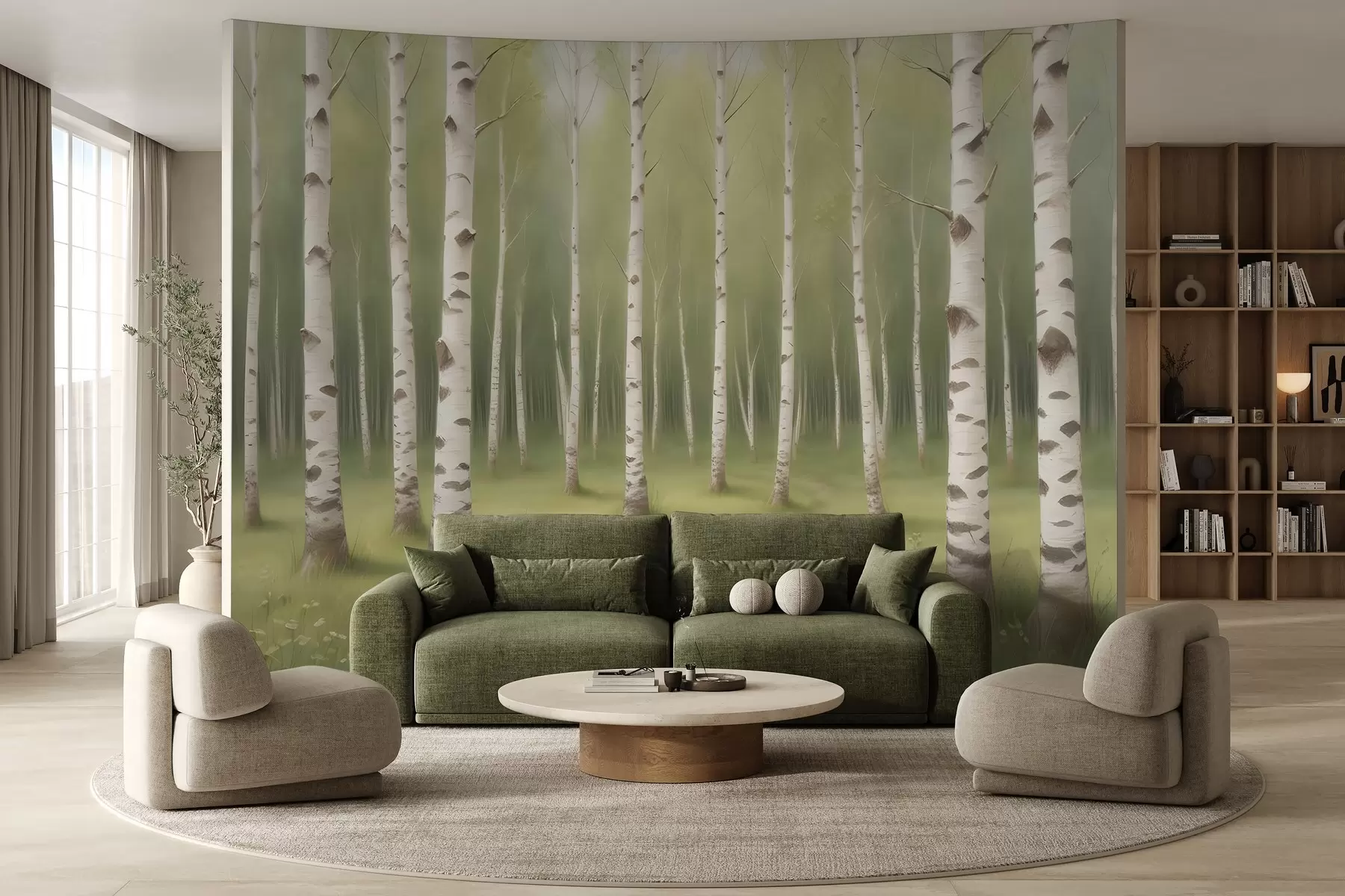 Fototapete Ein bemalter Birkenhain w02836